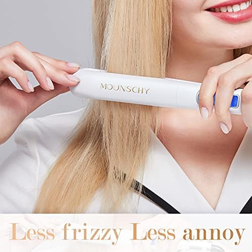 מחליק שיער ומסקרל של Mounschy 2 בגודל 1, 1 אינץ 'קרמיקה מקצועית טמפרטורה מתכווננת עם תצוגת LCD, נסיעה