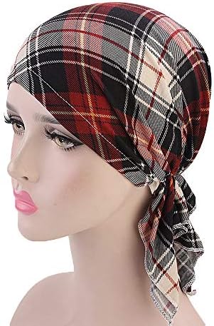 נשים לפרוע טורבן כובע אופנה פרחוני הדפסת מוסלמי אתני לעטוף טורבן כובע רך קומפי קפלים שיער מכסה ראש כורכת