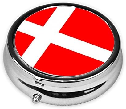 דנמרק דני דגל גלולת תיבה, מתכת עגול גלולת תיבה, שלושה תא גלולת תיבה, קל לנשיאה