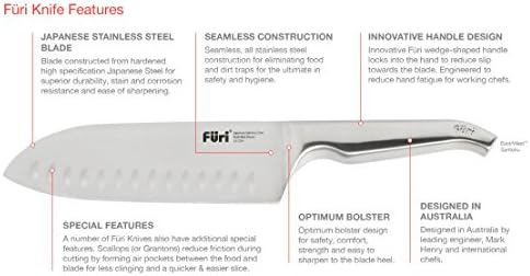 סכיני FURI Pro 9 סכין השף, נירוסטה יפנית, בנייה חלקה, ידית טריז הפוכה,