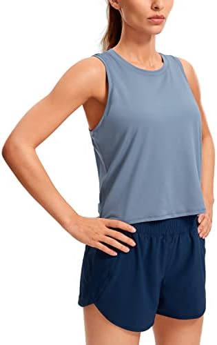 CRZ יוגה לנשים קלות גופיות קלות גופיות צוואר גבוה גופיות חתוכות גופיות אימון ללא שרוולים חולצות ריצה