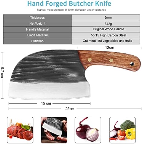 מטבח בשר קליבר סכין, גבוהה-פחמן פלדה סרבי שף הקצב סכין, חד יד מזויף ירקות גיוטו סכין, מלא טאנג ידית,