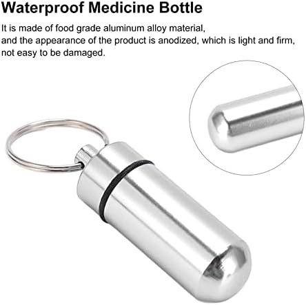 בקבוק רפואה אטום למים, מארז גלולות ניידות עם מחזיק מפתחות, מחזיק תרופות לסגסוגת טיטניום, מיכל גלולת